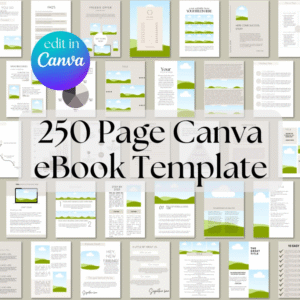 Canva eBook Creator, Online Course Workbook Template, Guide to Make eBook, 250 Page Template