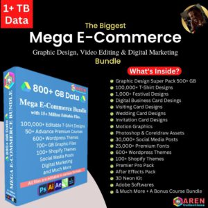 The biggest Mega e-commerce graphic design video editing and digital marketing bundle